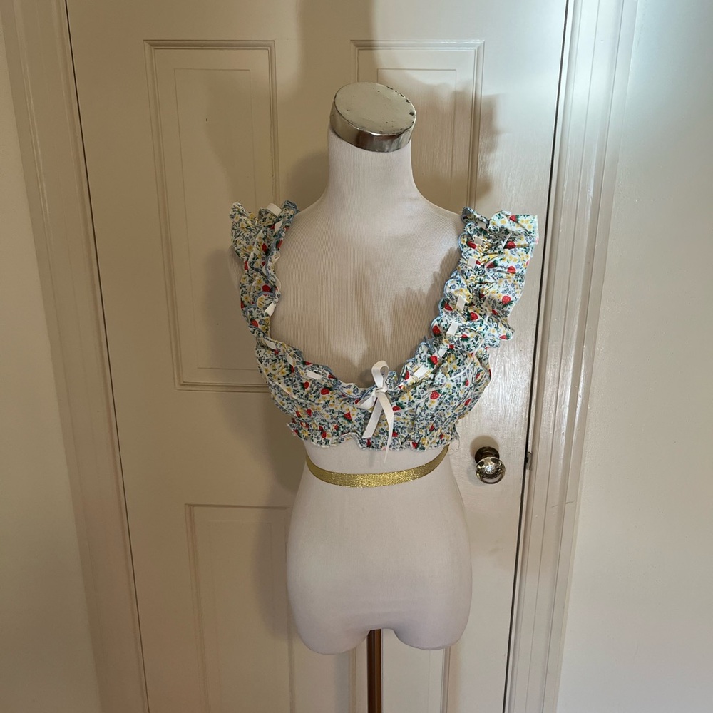 NWT For Love & Lemons Strawberry Kiss Bra Top Large